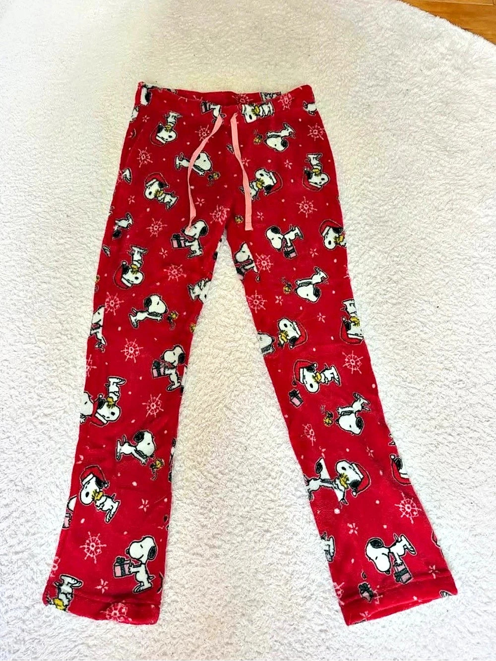 Snoopy Print Pajama Pants in Red & White